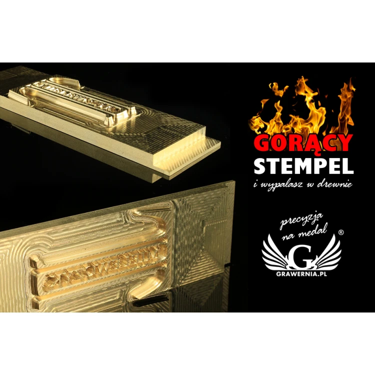 Stempel do wyciskania logotypu na gorąco i zimno - wymiary matrycy: 118x32mm -  CNC 