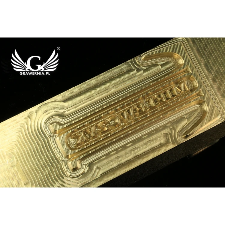 Stempel do wyciskania logotypu na gorąco i zimno - wymiary matrycy: 118x32mm -  CNC 