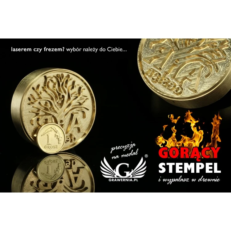 Stempel do wyciskania logotypu na gorąco i zimno - średnica matrycy: 42mm -  CNC 