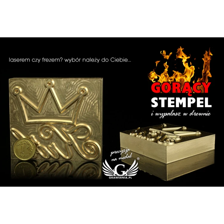 Stempel do wyciskania logotypu na gorąco i zimno - wymiary matrycy: 62x55mm - CNC