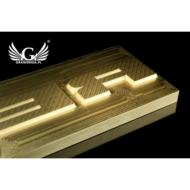 Stempel do wyciskania logotypu na gorąco - wymiary matrycy: 275x92mm - CNC