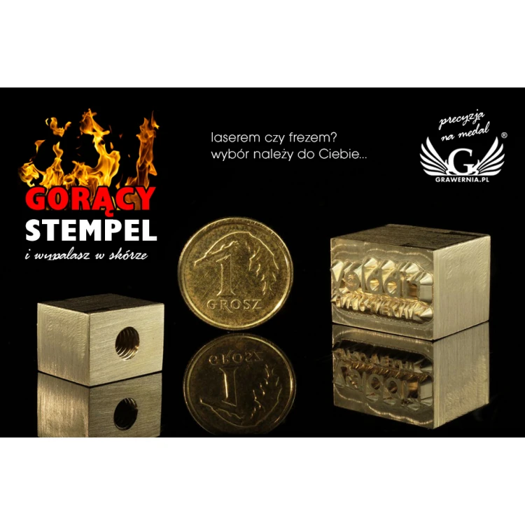 Stempel do wyciskania logotypu na gorąco i zimno - wymiary matrycy: 17x12mm - CNC