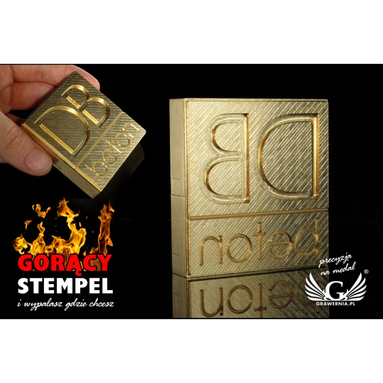 Stempel do wyciskania logotypu na gorąco i zimno - wymiary matrycy: 62x66mm - CNC
