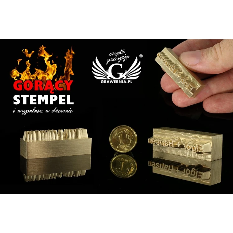 Stempel do wyciskania logotypu na gorąco i zimno - wymiary matrycy: 41x13mm - CNC 