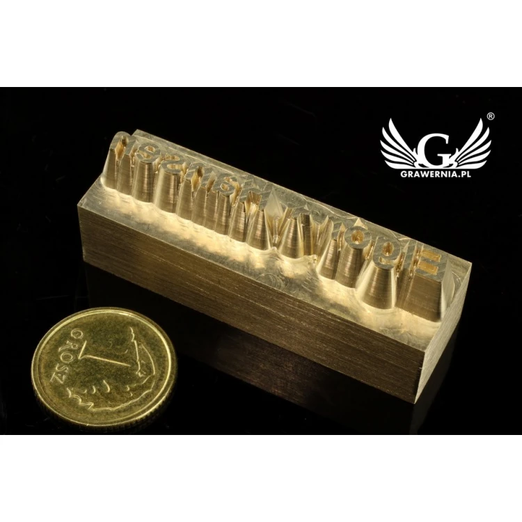 Stempel do wyciskania logotypu na gorąco i zimno - wymiary matrycy: 41x13mm - CNC 