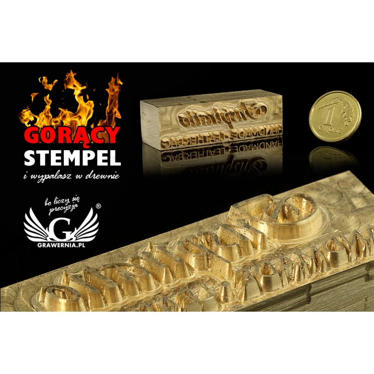 Stempel do wyciskania logotypu na gorąco i zimno - wymiary matrycy: 39x12mm