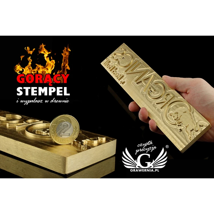 Stempel do wyciskania logotypu na gorąco - wymiary matrycy: 233x58mm - CNC
