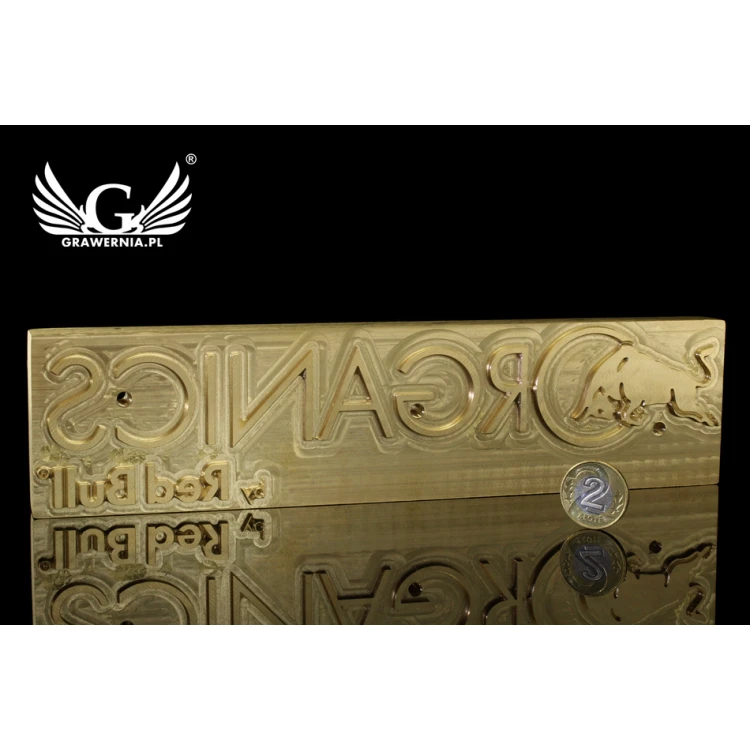 Stempel do wyciskania logotypu na gorąco - wymiary matrycy: 233x58mm - CNC
