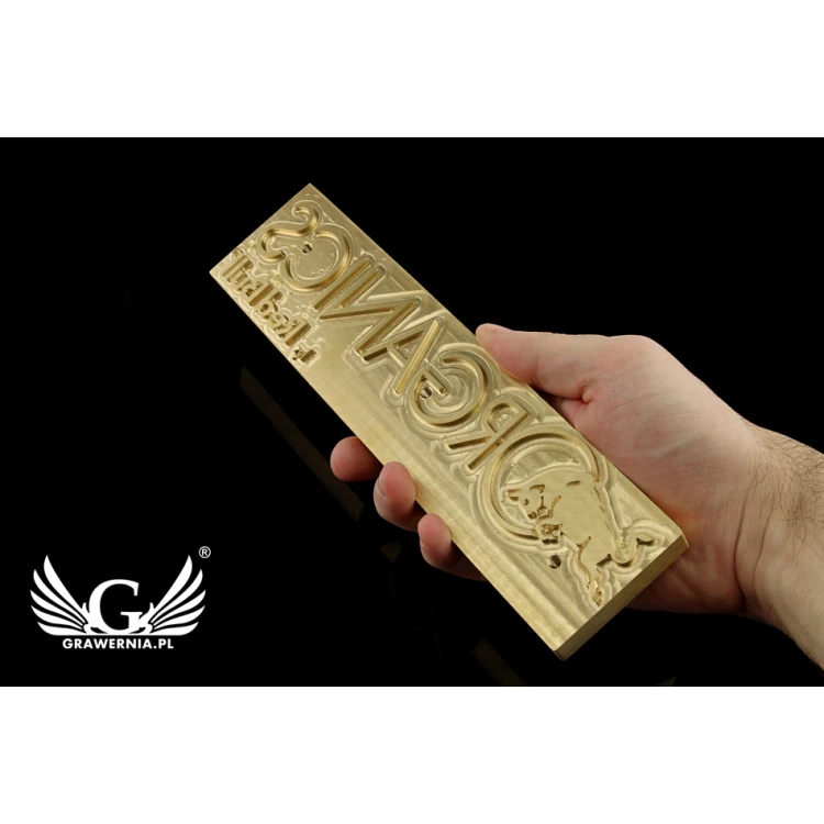 Stempel do wyciskania logotypu na gorąco - wymiary matrycy: 233x58mm - CNC