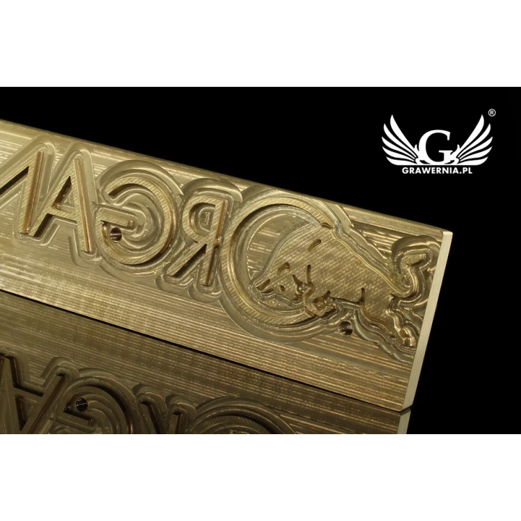 Stempel do wyciskania logotypu na gorąco - wymiary matrycy: 233x58mm - CNC