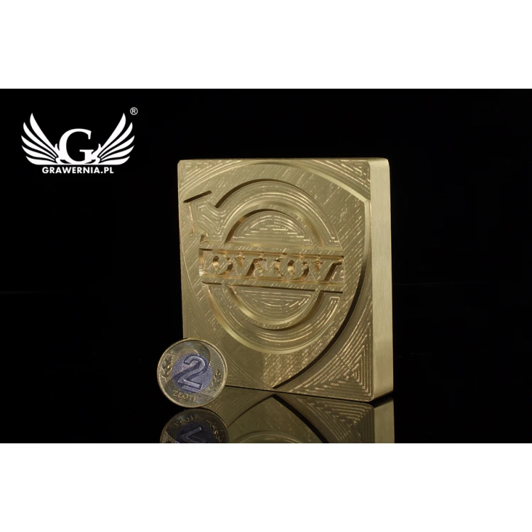 Stempel do wyciskania logotypu na gorąco i zimno - wymiary matrycy: 73x74mm - CNC 