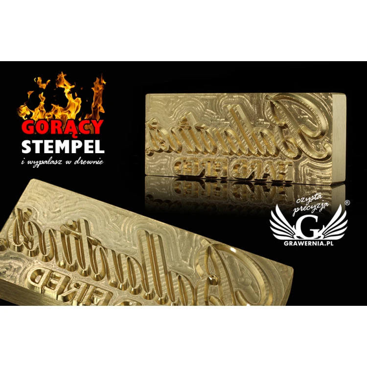 Stempel do wyciskania logotypu na gorąco i zimno - wymiary matrycy: 72x29,8mm - CNC
