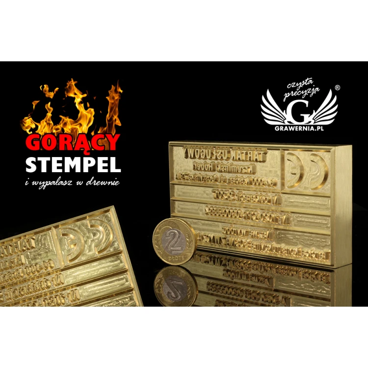 Stempel do wyciskania logotypu na gorąco i zimno - wymiary matrycy: 103x53mm - CNC