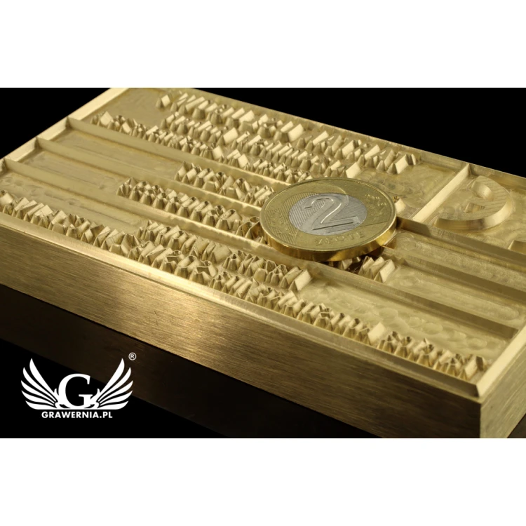 Stempel do wyciskania logotypu na gorąco i zimno - wymiary matrycy: 103x53mm - CNC