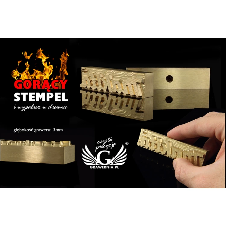 Stempel do wyciskania logotypu na gorąco i zimno - wymiary matrycy: 83x21mm - CNC