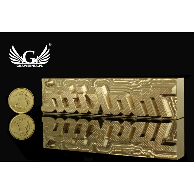 Stempel do wyciskania logotypu na gorąco i zimno - wymiary matrycy: 83x21mm - CNC