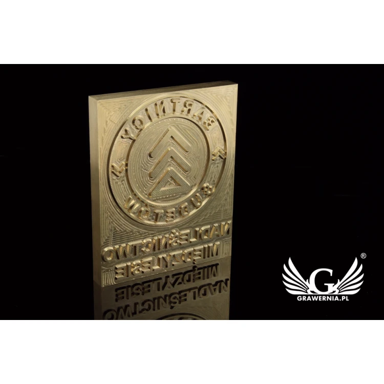 Stempel do wyciskania logotypu na gorąco i zimno - wymiary matrycy: 100x123mm - CNC