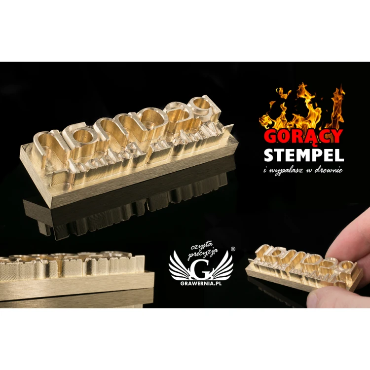 Stempel do wyciskania logotypu na gorąco i zimno - wymiary matrycy: 63x20mm - CNC067