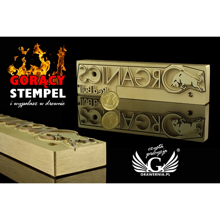 STEMPEL do wypalania logotypu na gorąco - wymiary matrycy: 123x32mm - LASER