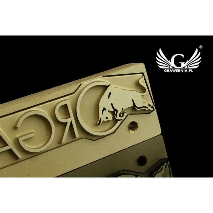 STEMPEL do wypalania logotypu na gorąco - wymiary matrycy: 123x32mm - LASER