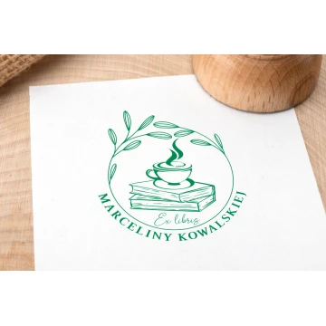 Stempel Ex Libris do odbijania w tuszu - Kawa - średnica gryfu 50mm - EX011