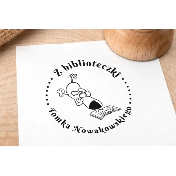 Stempel Ex Libris do odbijania w tuszu - Pies - średnica gryfu 50mm - EX012