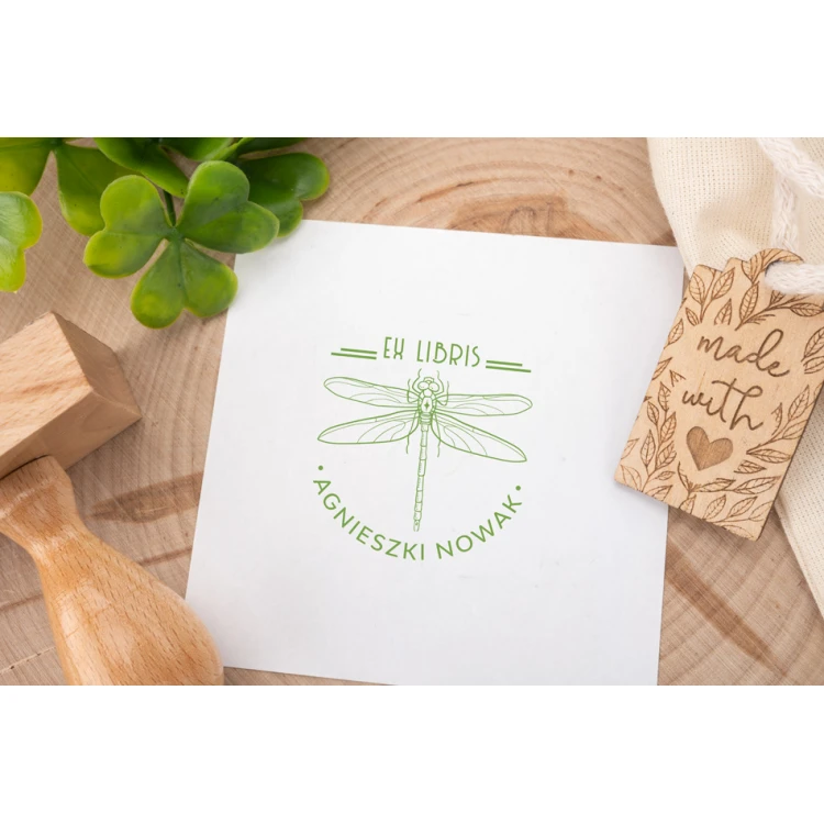 Stempel Ex Libris do odbijania w tuszu - Ważka - wymiary gryfu 50x50mm - EX015