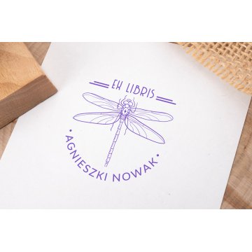 Stempel Ex Libris do odbijania w tuszu - Ważka - wymiary gryfu 50x50mm - EX015