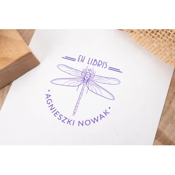 Stempel Ex Libris do odbijania w tuszu - Ważka - wymiary gryfu 50x50mm - EX015