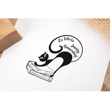 Stempel Ex Libris do odbijania w tuszu - Kot - wymiary gryfu 50x50mm - EX016