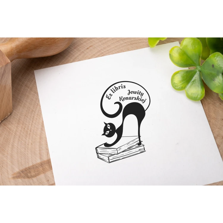 Stempel Ex Libris do odbijania w tuszu - Kot - wymiary gryfu 50x50mm - EX016