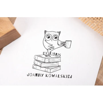 Stempel Ex Libris do odbijania w tuszu - Sowa 2 - wymiary gryfu 50x50mm - EX017