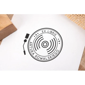 Stempel Ex Libris do odbijania w tuszu - Gramofon - wymiary gryfu 50x50mm - EX018