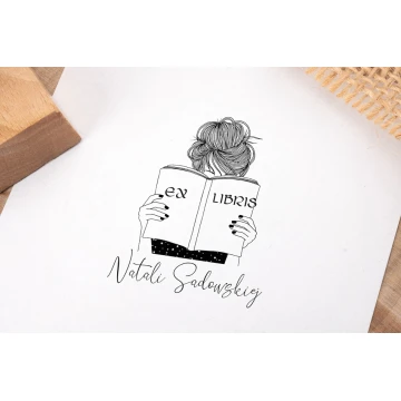 Stempel Ex Libris do odbijania w tuszu - Lady - wymiary gryfu 50x50mm - EX035