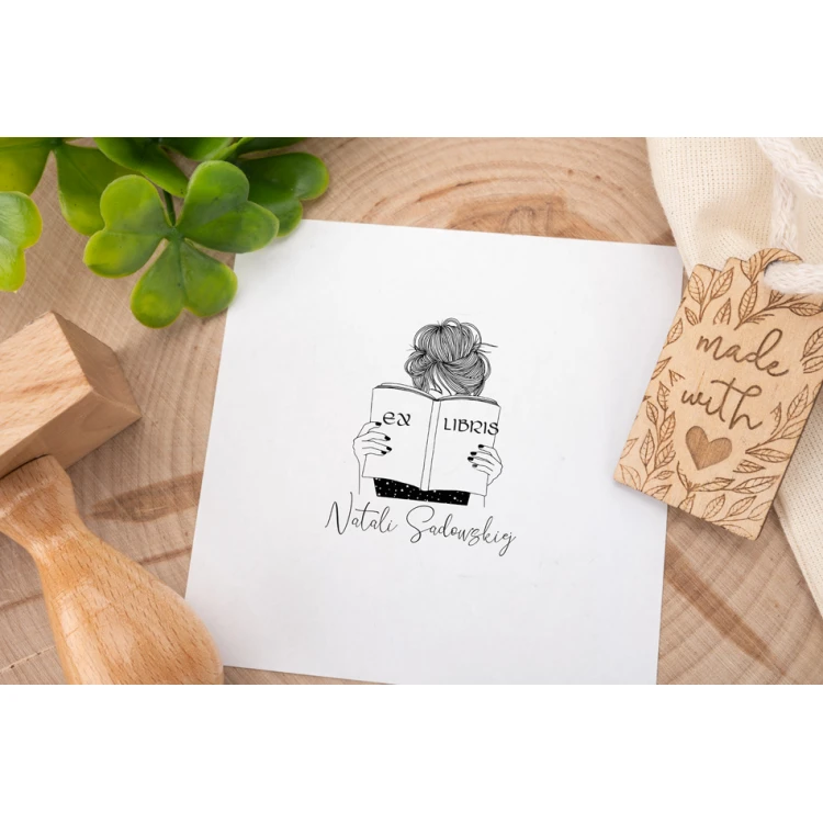 Stempel Ex Libris do odbijania w tuszu - Lady - wymiary gryfu 50x50mm - EX035