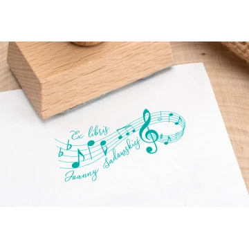 Stempel Ex Libris do odbijania w tuszu - Pięciolinia - wymiary gryfu 50x30mm - EX019