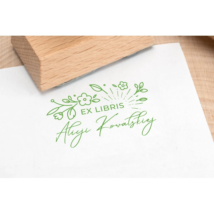 Stempel Ex Libris do odbijania w tuszu - Kwiaty - wymiary gryfu 50x30mm - EX022