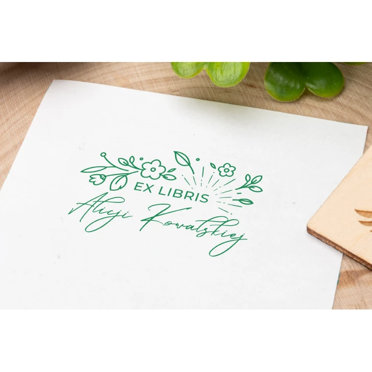 Stempel Ex Libris do odbijania w tuszu - Kwiaty - wymiary gryfu 50x30mm - EX022