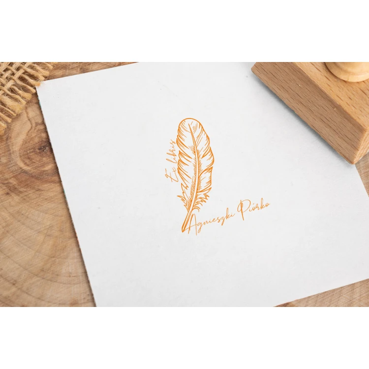 Stempel Ex Libris do odbijania w tuszu - Piórko - wymiary gryfu 30x40mm - EX024