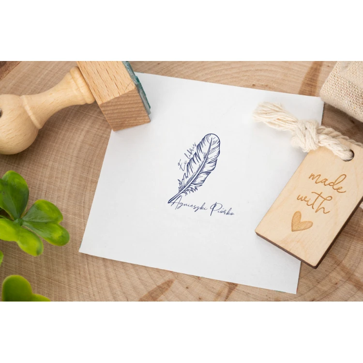 Stempel Ex Libris do odbijania w tuszu - Piórko - wymiary gryfu 30x40mm - EX024