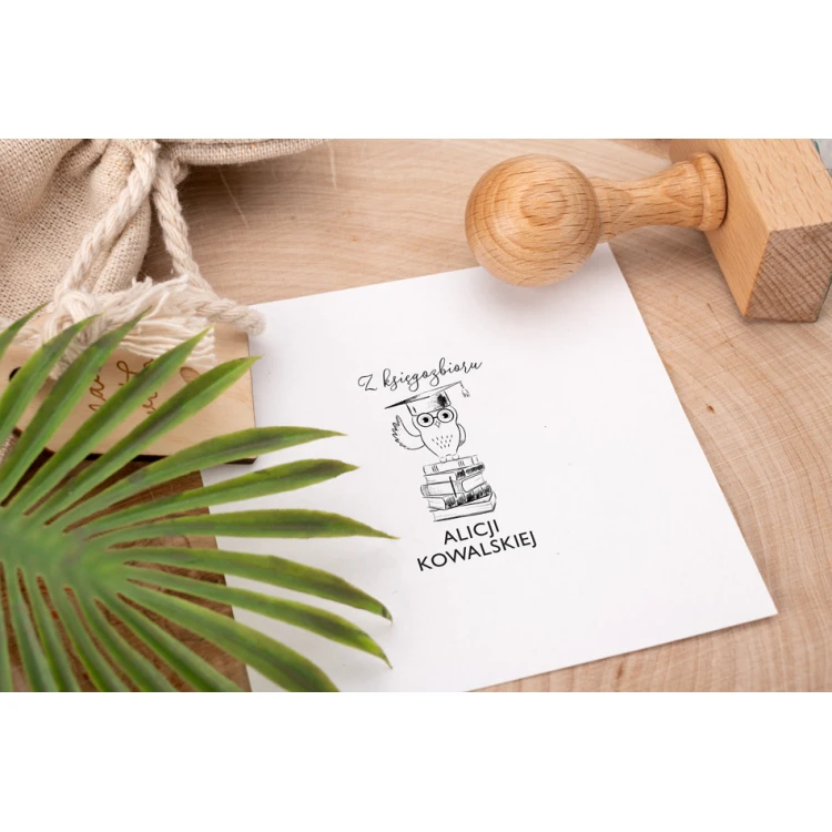 Stempel Ex Libris do odbijania w tuszu - Sowa - wymiary gryfu 30x50mm - EX027