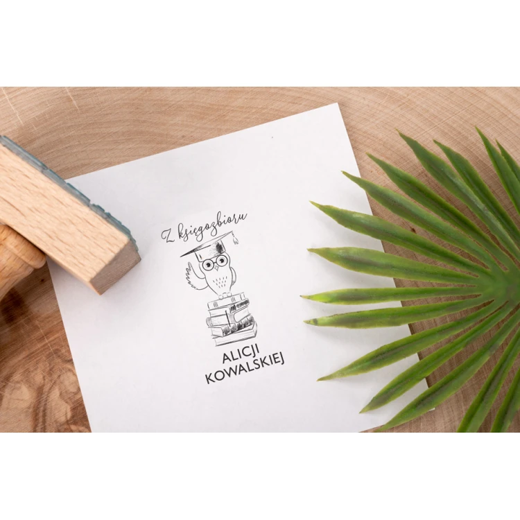 Stempel Ex Libris do odbijania w tuszu - Sowa - wymiary gryfu 30x50mm - EX027