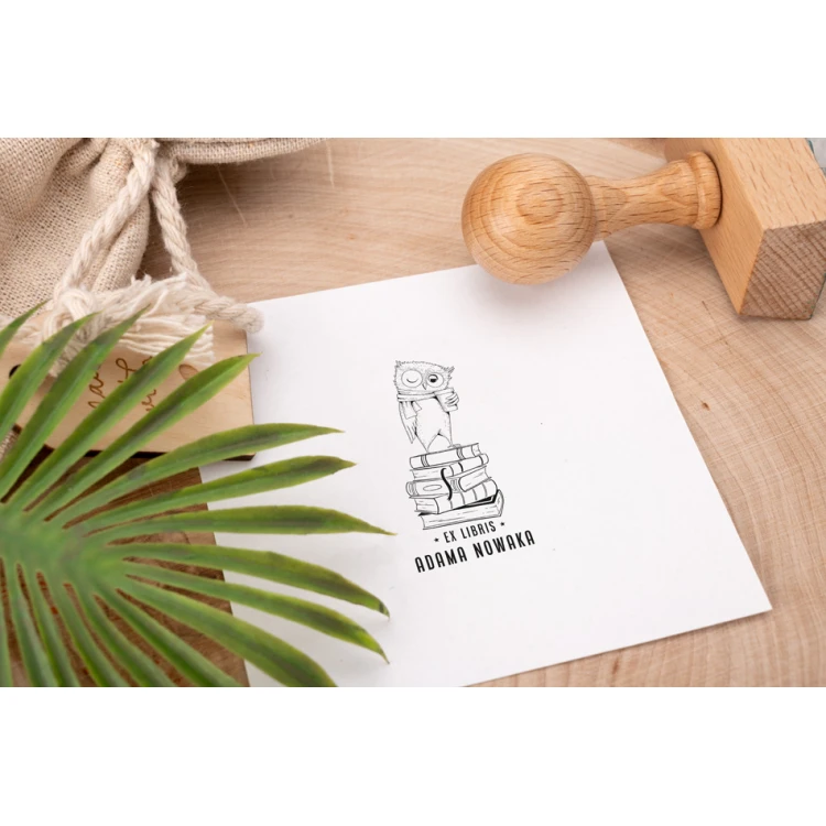 Stempel Ex Libris do odbijania w tuszu - Sowa - wymiary gryfu 30x50mm - EX028