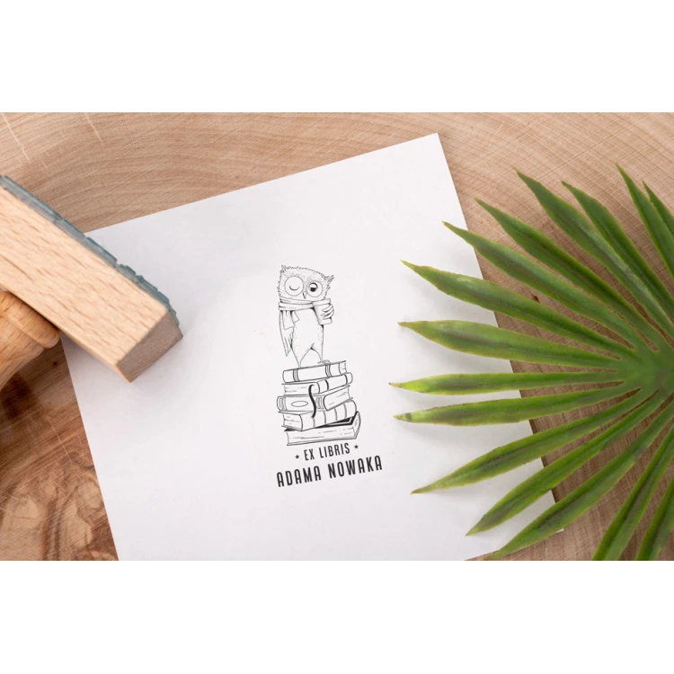 Stempel Ex Libris do odbijania w tuszu - Sowa - wymiary gryfu 30x50mm - EX028