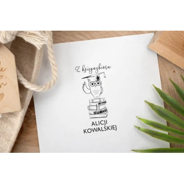 Stempel Ex Libris do odbijania w tuszu - Sowa - wymiary gryfu 30x50mm - EX027