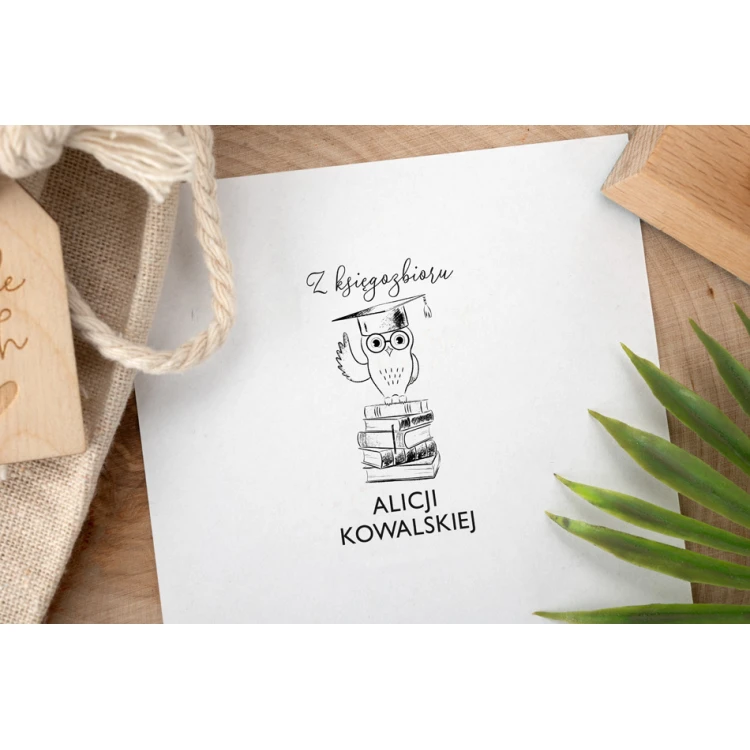 Stempel Ex Libris do odbijania w tuszu - Sowa - wymiary gryfu 30x50mm - EX027