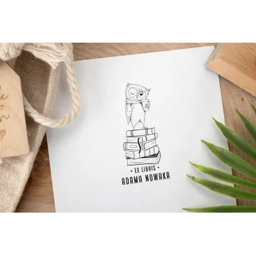 Stempel Ex Libris do odbijania w tuszu - Sowa - wymiary gryfu 30x50mm - EX028
