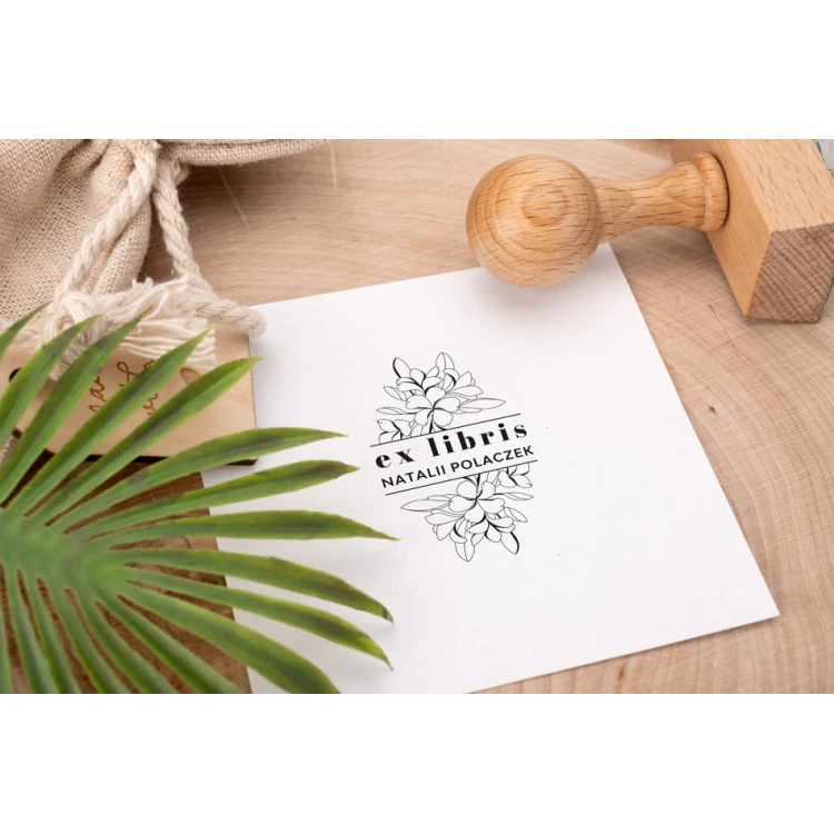 Stempel Ex Libris do odbijania w tuszu - Kwiaty - wymiary gryfu 30x50mm - EX029