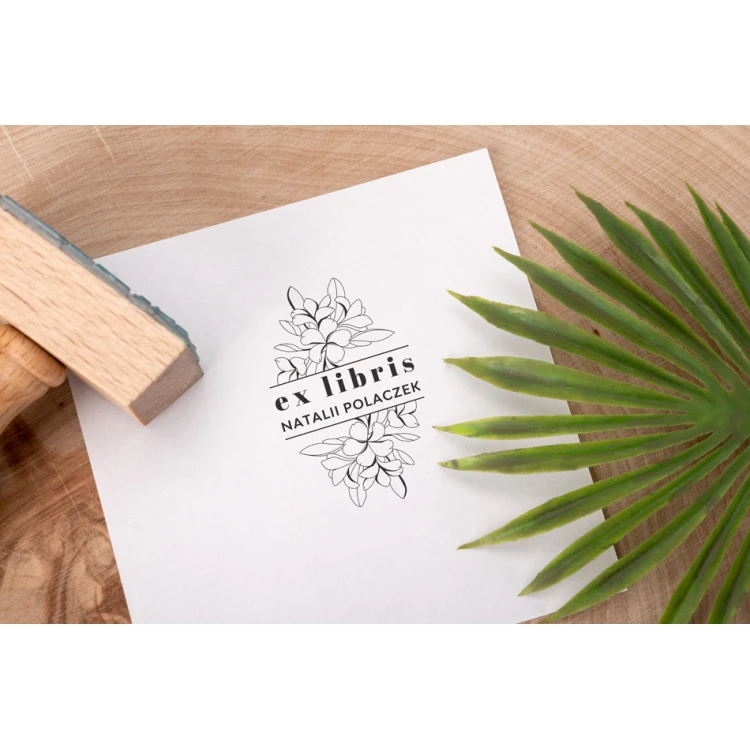 Stempel Ex Libris do odbijania w tuszu - Kwiaty - wymiary gryfu 30x50mm - EX029