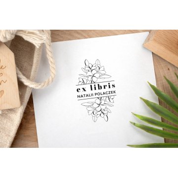 Stempel Ex Libris do odbijania w tuszu - Kwiaty - wymiary gryfu 30x50mm - EX029